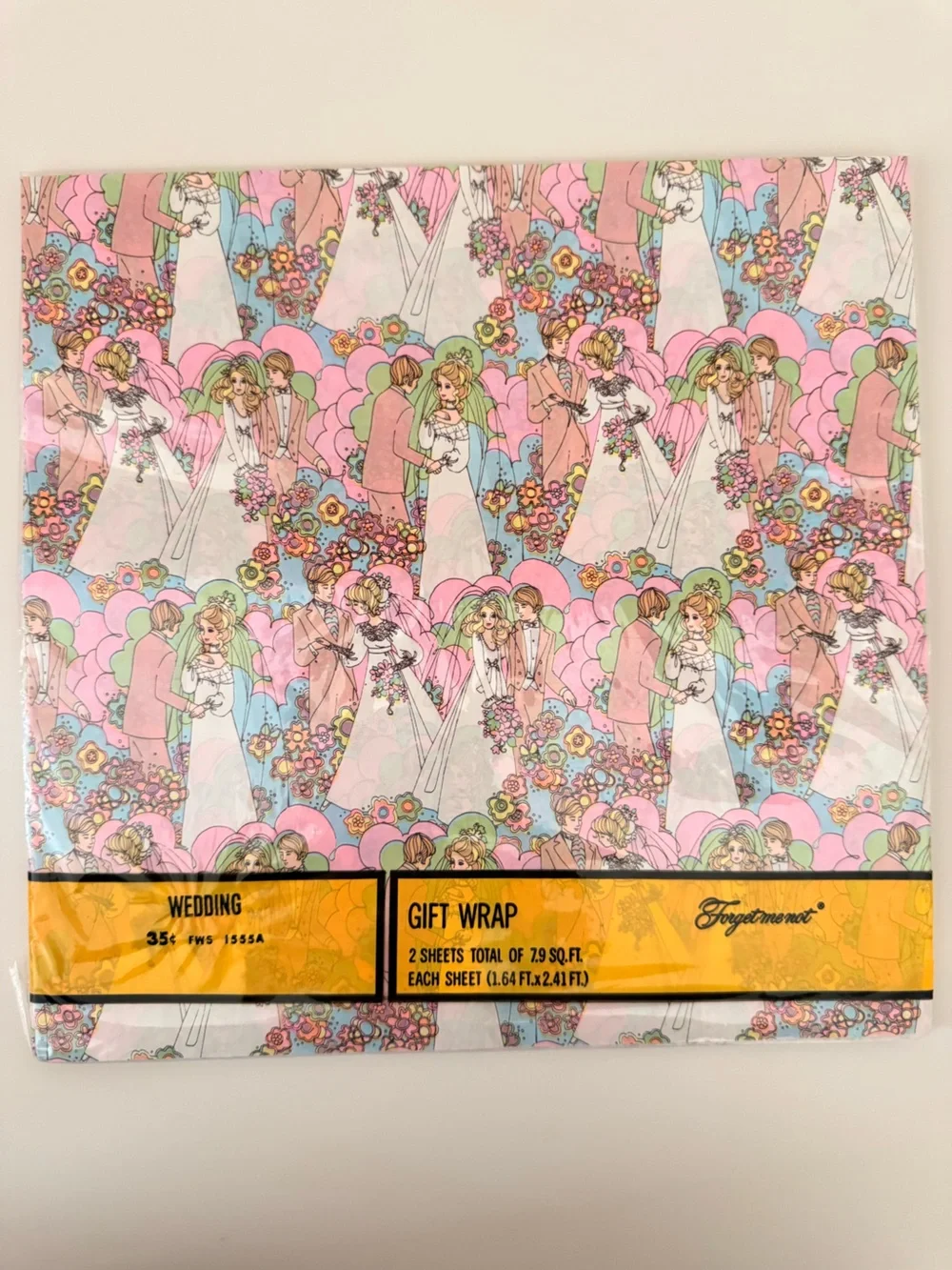 Vintage Wedding Bride and Groom Wrapping Paper by Forgetmenot Never Opened